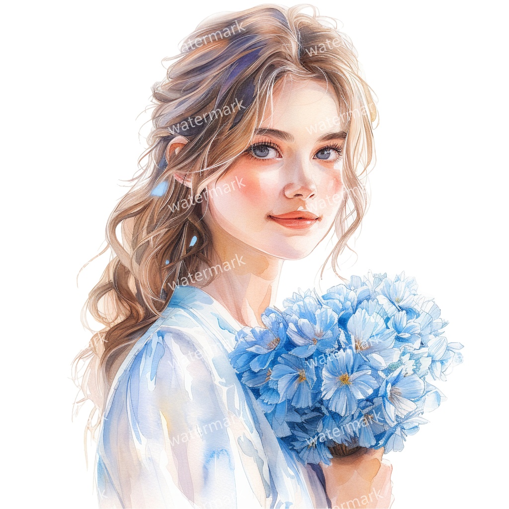 【商用利用可】女の子(水彩ガールイラスト)クリップアート20点セット|高解像度・透過PNG|かわいい人物・コラージュ・ジャンクジャーナル素材|即ダウンロード