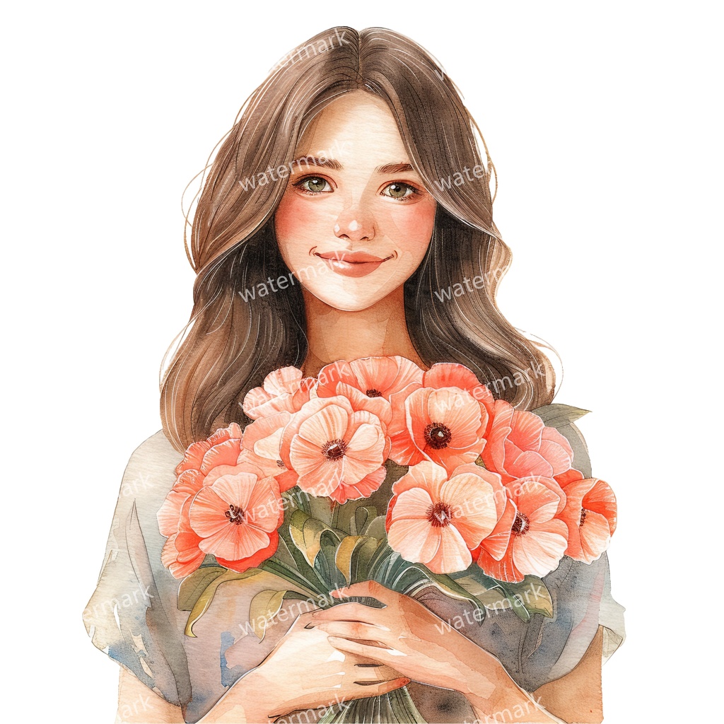 【商用利用可】女の子(水彩ガールイラスト)クリップアート20点セット|高解像度・透過PNG|かわいい人物・コラージュ・ジャンクジャーナル素材|即ダウンロード