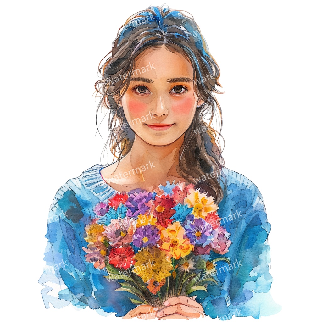 【商用利用可】女の子(水彩ガールイラスト)クリップアート20点セット|高解像度・透過PNG|かわいい人物・コラージュ・ジャンクジャーナル素材|即ダウンロード