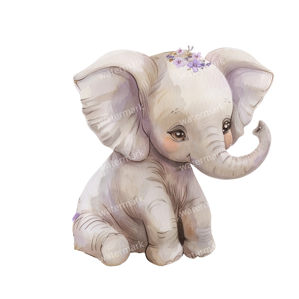 【商用利用可】赤ちゃんゾウ(水彩ベビーエレファント)クリップアート14点セット|高解像度・透過PNG|かわいい動物・コラージュ・ジャンクジャーナル素材|即ダウンロード