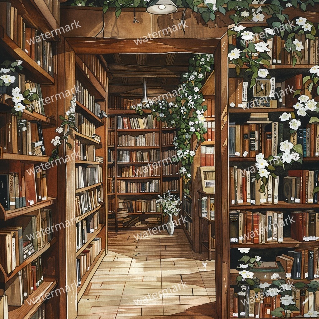 【商用利用可】ヨーロッパ書店(水彩ブックストア外観)クリップアート20点セット|高解像度JPG|街並み・カフェ風・コラージュ・ジャンクジャーナル素材|即ダウンロード