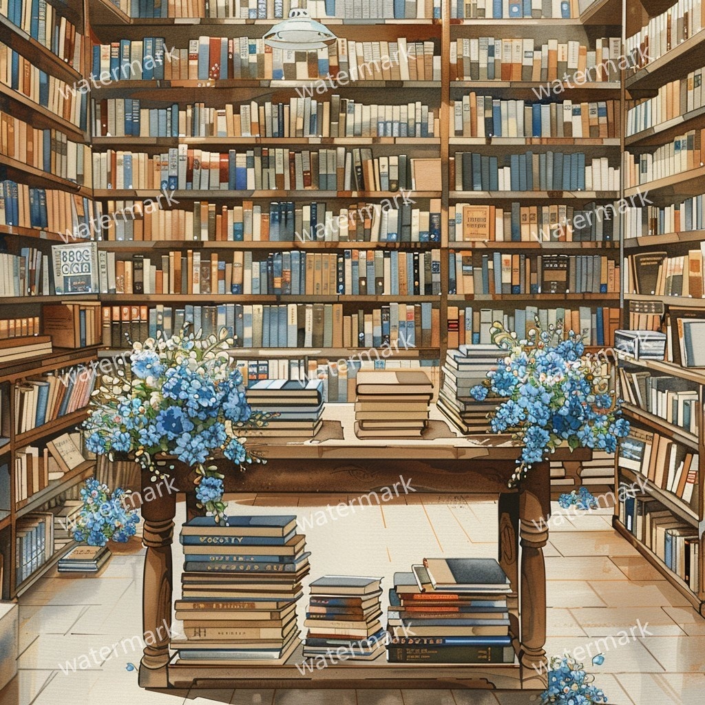 【商用利用可】ヨーロッパ書店(水彩ブックストア外観)クリップアート20点セット|高解像度JPG|街並み・カフェ風・コラージュ・ジャンクジャーナル素材|即ダウンロード