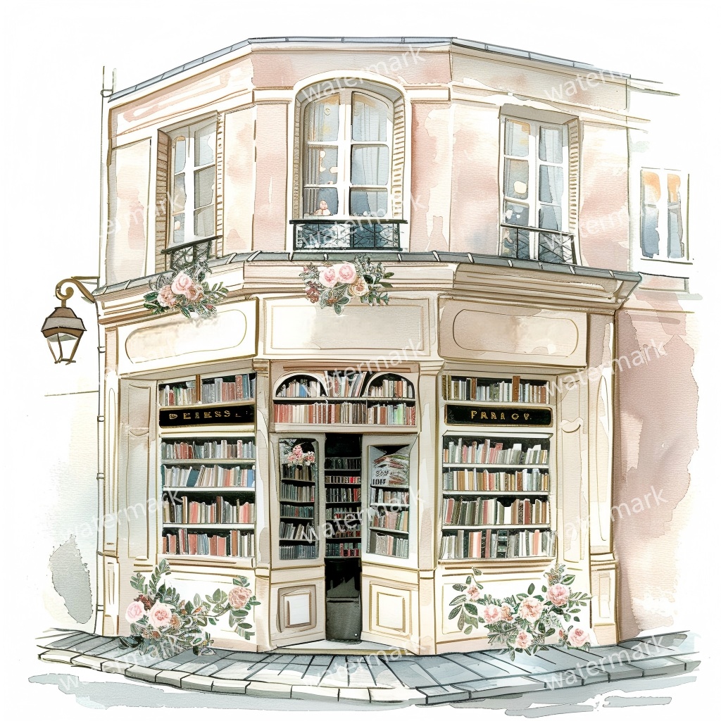 【商用利用可】街角ショップ(水彩コーナーショップ外観)クリップアート19点セット|高解像度・透過PNG|ヨーロッパ風店舗・コラージュ・ジャンクジャーナル素材|即ダウンロード