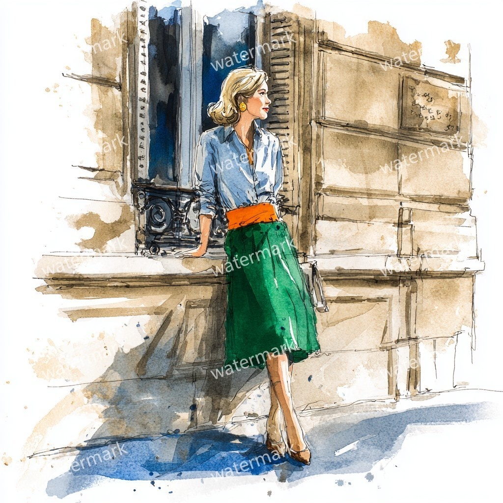 【商用利用可】ファッションガール街歩き(水彩ストリートスタイル)クリップアート20点セット|高解像度JPG|おしゃれ人物・コラージュ・ジャンクジャーナル素材|即ダウンロード