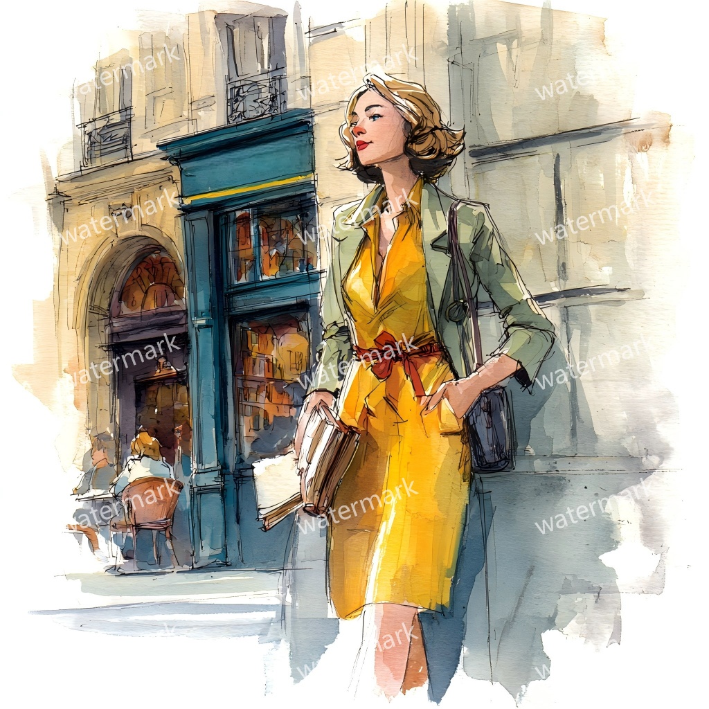 【商用利用可】ファッションガール街歩き(水彩ストリートスタイル)クリップアート20点セット|高解像度JPG|おしゃれ人物・コラージュ・ジャンクジャーナル素材|即ダウンロード