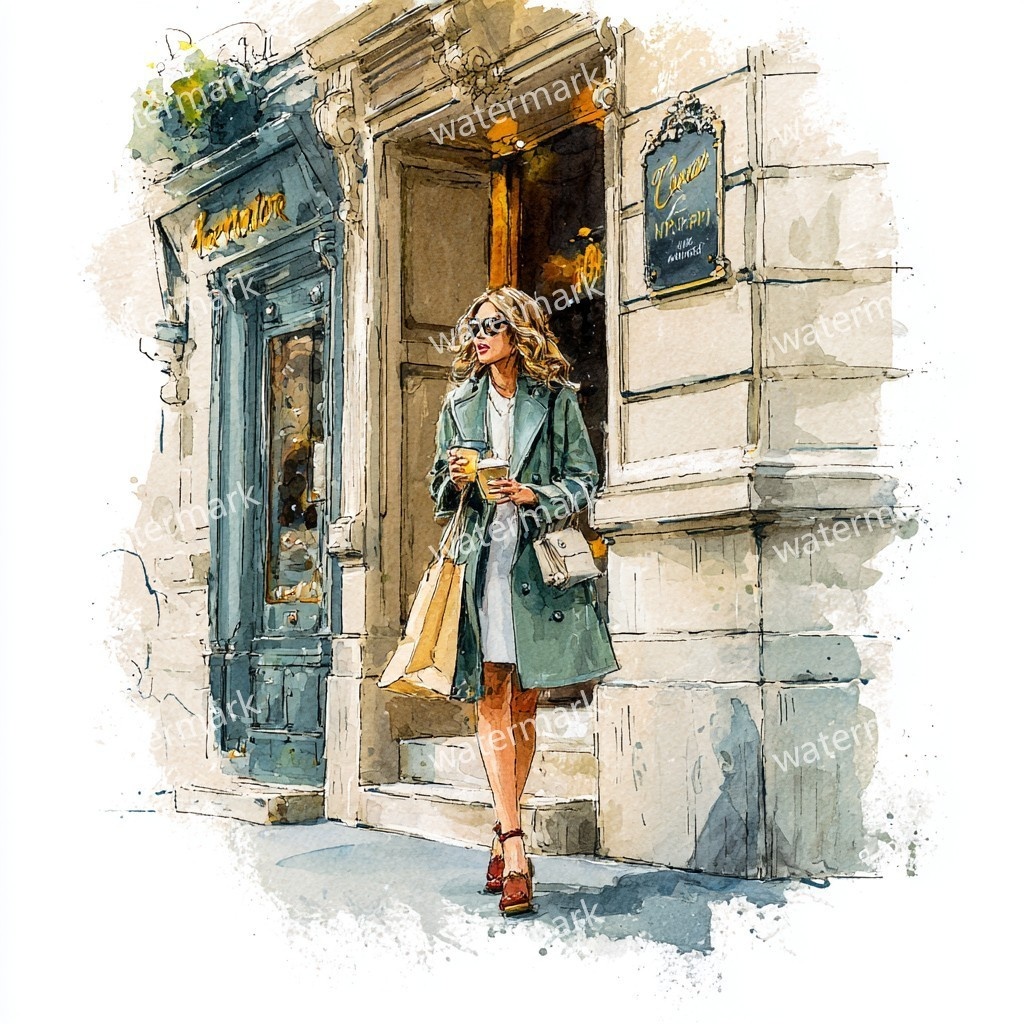 【商用利用可】ファッションガール街歩き(水彩ストリートスタイル)クリップアート20点セット|高解像度JPG|おしゃれ人物・コラージュ・ジャンクジャーナル素材|即ダウンロード