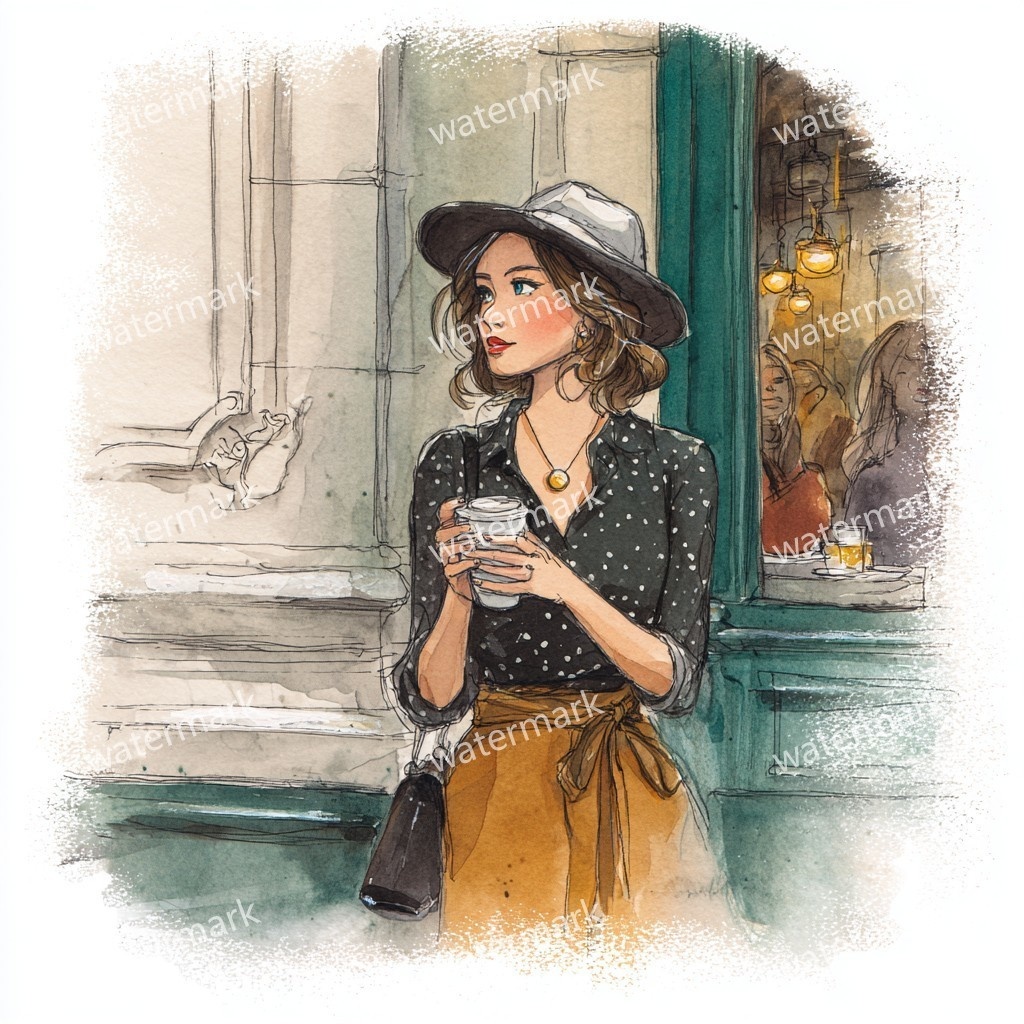 【商用利用可】ファッションガール街歩き(水彩ストリートスタイル)クリップアート20点セット|高解像度JPG|おしゃれ人物・コラージュ・ジャンクジャーナル素材|即ダウンロード