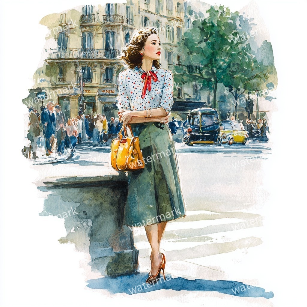 【商用利用可】ファッションガール街歩き(水彩ストリートスタイル)クリップアート20点セット|高解像度JPG|おしゃれ人物・コラージュ・ジャンクジャーナル素材|即ダウンロード