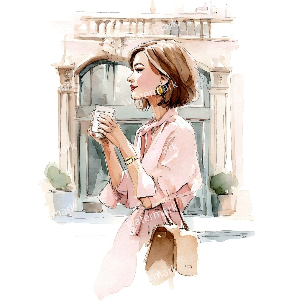 【商用利用可】おしゃれ女性(水彩ファッショナブルウーマン)クリップアート15点セット|高解像度JPG|ファッション・人物・コラージュ・ジャンクジャーナル素材|即ダウンロード