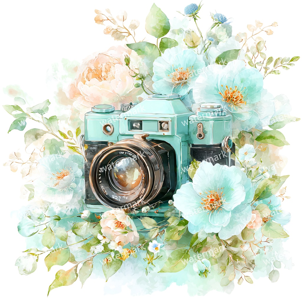 【商用利用可】ヴィンテージカメラ(水彩アンティークカメラ)クリップアート11点セット|高解像度・透過PNG|レトロ写真機・コラージュ・ジャンクジャーナル素材|即ダウンロード