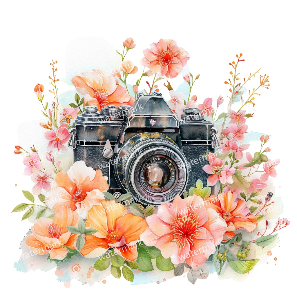 【商用利用可】ヴィンテージカメラ(水彩アンティークカメラ)クリップアート11点セット|高解像度・透過PNG|レトロ写真機・コラージュ・ジャンクジャーナル素材|即ダウンロード