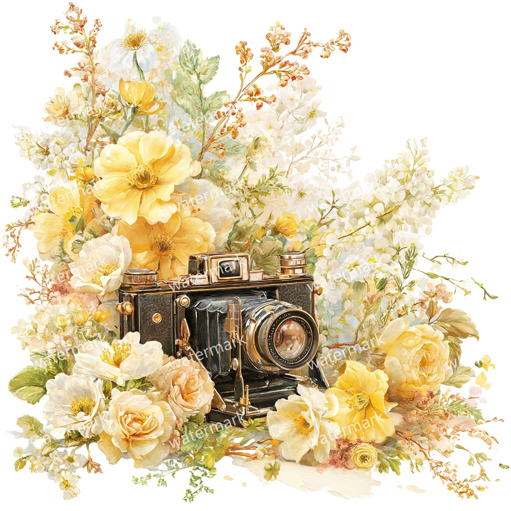【商用利用可】ヴィンテージカメラ(水彩アンティークカメラ)クリップアート11点セット|高解像度・透過PNG|レトロ写真機・コラージュ・ジャンクジャーナル素材|即ダウンロード