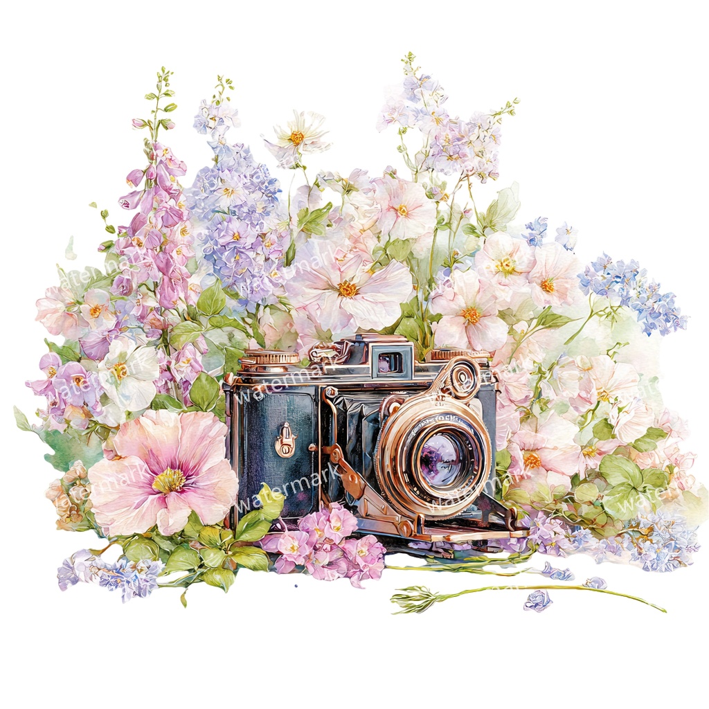 【商用利用可】ヴィンテージカメラ(水彩アンティークカメラ)クリップアート11点セット|高解像度・透過PNG|レトロ写真機・コラージュ・ジャンクジャーナル素材|即ダウンロード