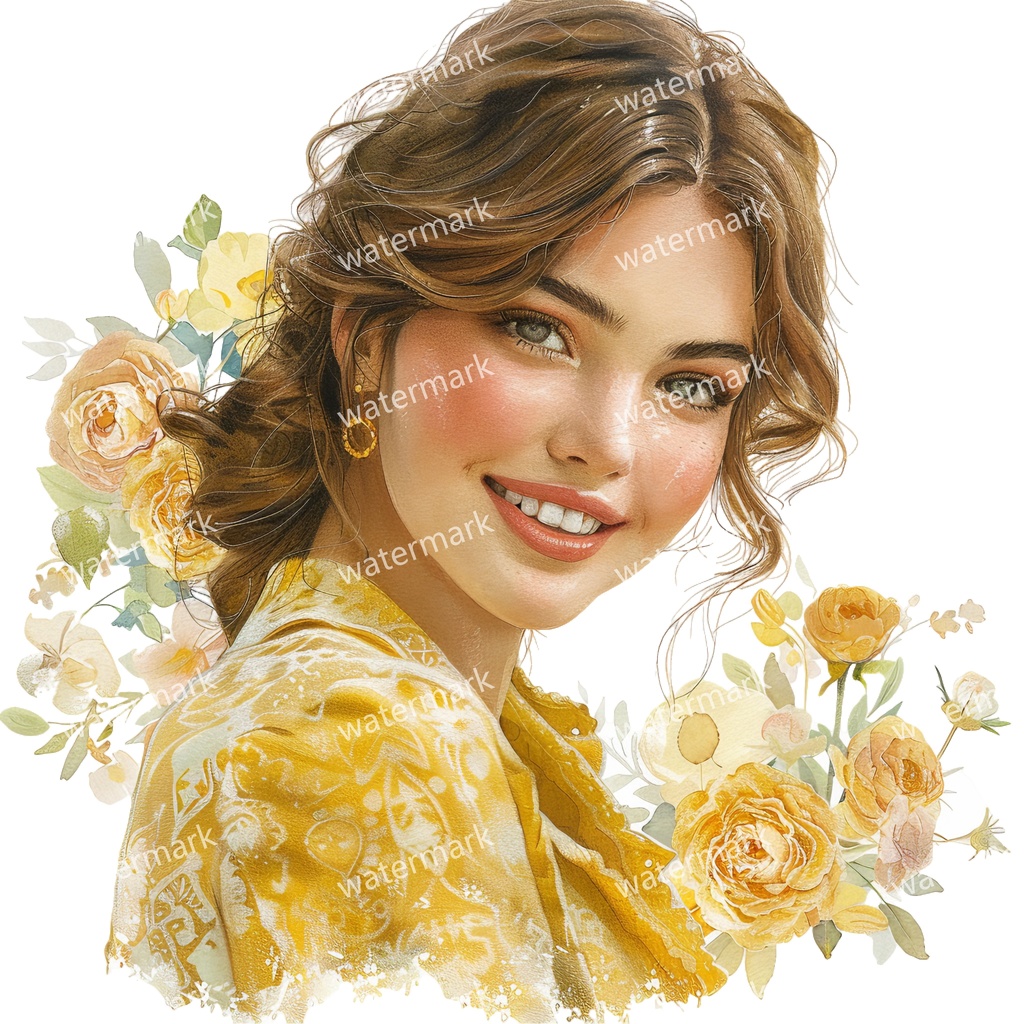 【商用利用可】花と女の子(水彩フラワーガール)クリップアート19点セット|高解像度・透過PNG|かわいい人物・コラージュ・ジャンクジャーナル素材|即ダウンロード