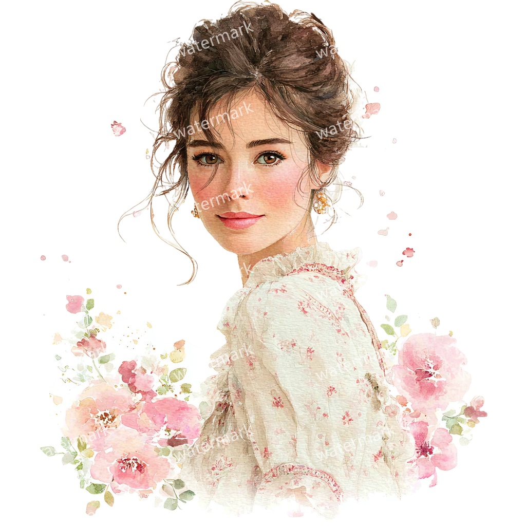 【商用利用可】花と女の子(水彩フラワーガール)クリップアート19点セット|高解像度・透過PNG|かわいい人物・コラージュ・ジャンクジャーナル素材|即ダウンロード