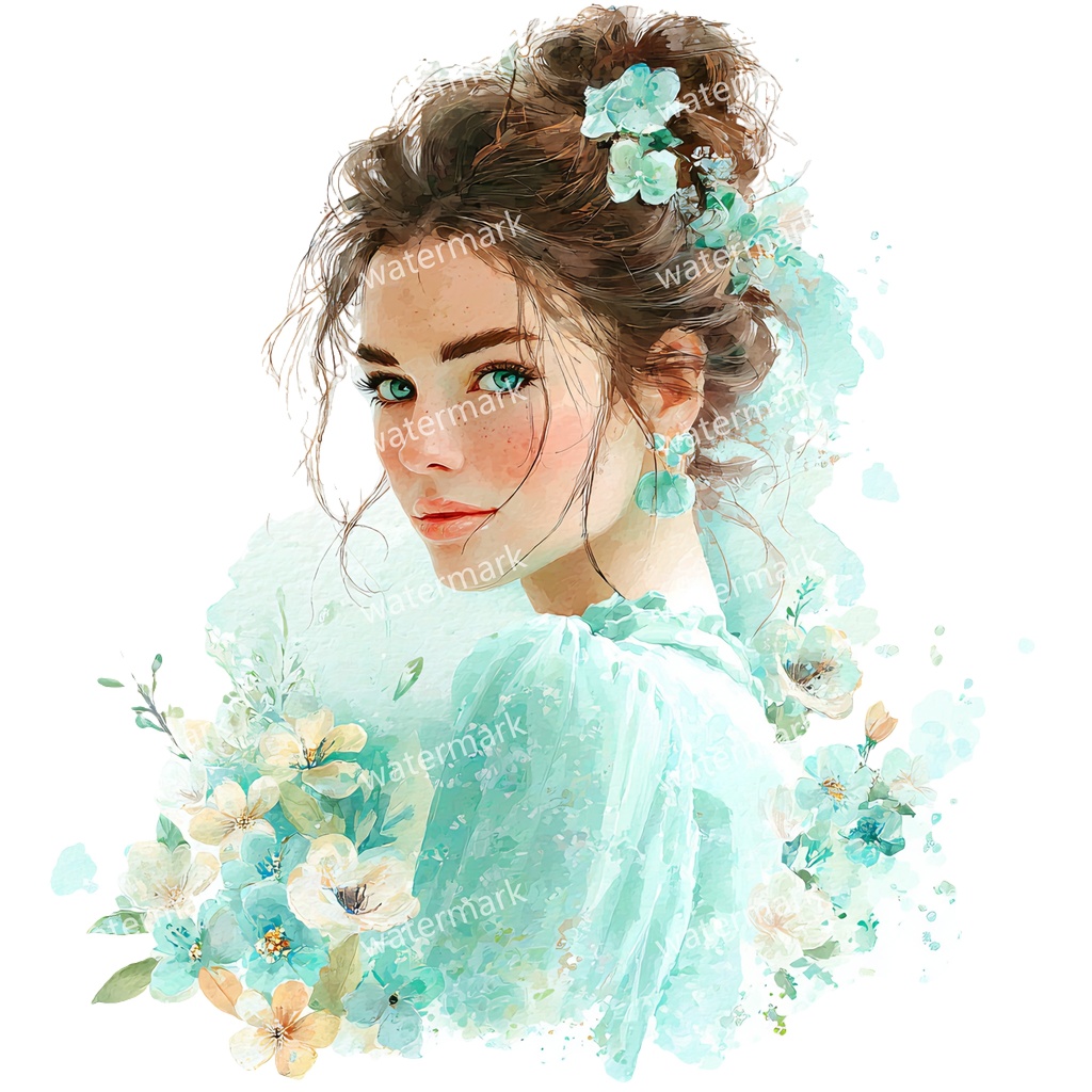 【商用利用可】花と女の子(水彩フラワーガール)クリップアート19点セット|高解像度・透過PNG|かわいい人物・コラージュ・ジャンクジャーナル素材|即ダウンロード
