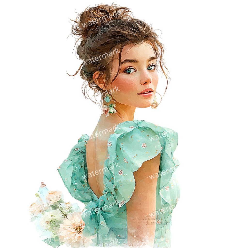 【商用利用可】花と女の子(水彩フラワーガール)クリップアート19点セット|高解像度・透過PNG|かわいい人物・コラージュ・ジャンクジャーナル素材|即ダウンロード