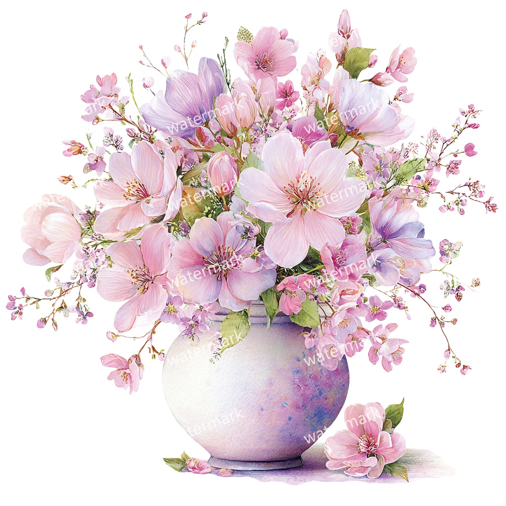 【商用利用可】フラワーベース(水彩花瓶)クリップアート20点セット|高解像度・透過PNG|花・インテリア・ナチュラル素材|コラージュ・ジャンクジャーナル素材|即ダウンロード