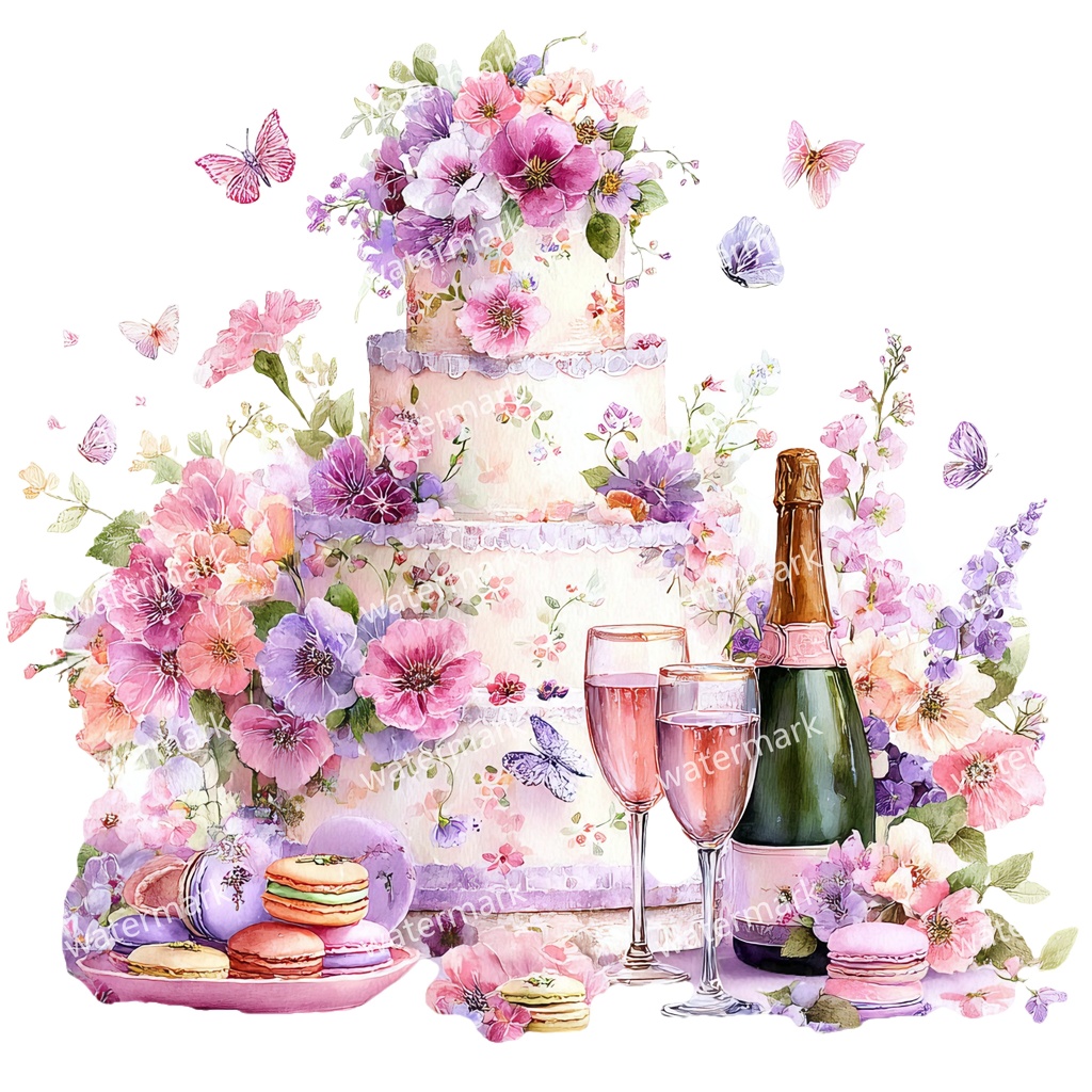 【商用利用可】ケーキ(水彩スイーツ)クリップアート18点セット|高解像度・透過PNG|デザート・パーティー・コラージュ・ジャンクジャーナル素材|即ダウンロード