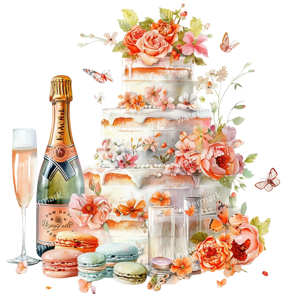 【商用利用可】ケーキ(水彩スイーツ)クリップアート18点セット|高解像度・透過PNG|デザート・パーティー・コラージュ・ジャンクジャーナル素材|即ダウンロード