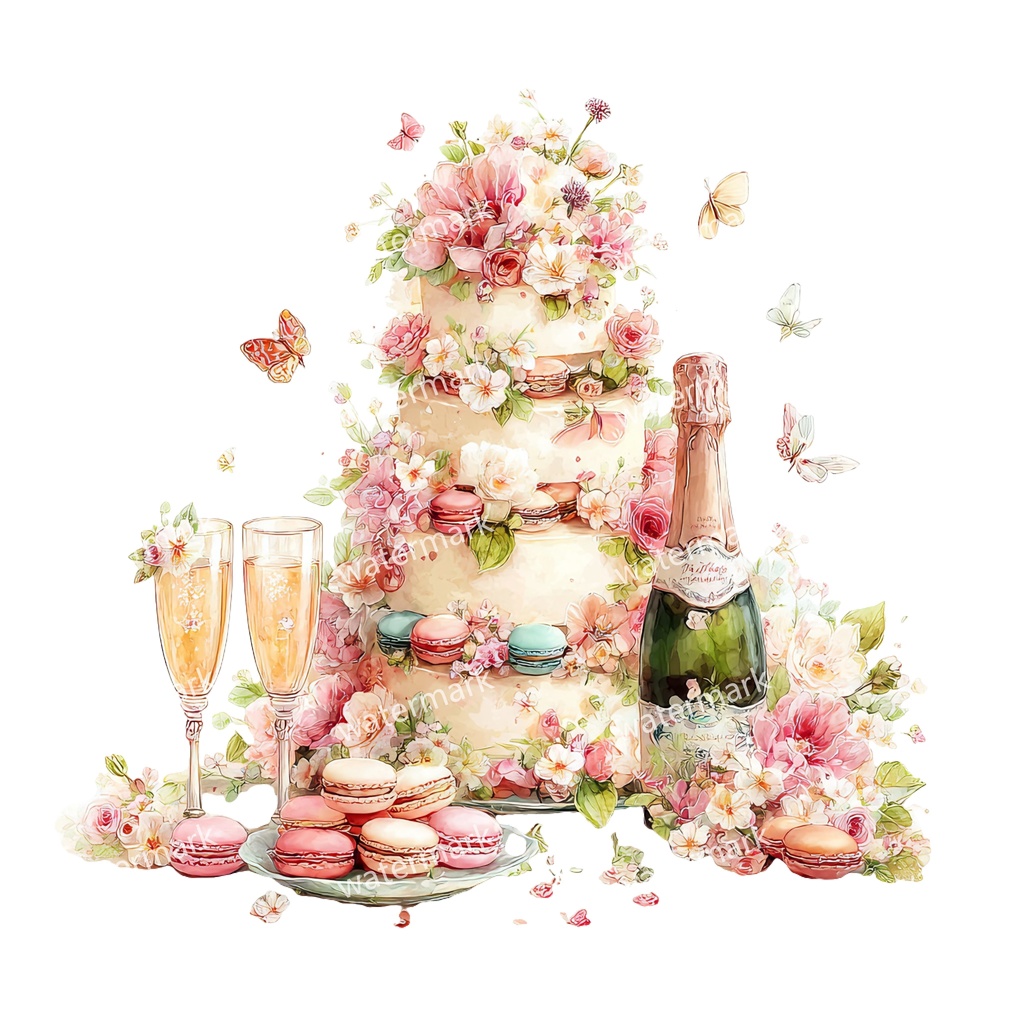 【商用利用可】ケーキ(水彩スイーツ)クリップアート18点セット|高解像度・透過PNG|デザート・パーティー・コラージュ・ジャンクジャーナル素材|即ダウンロード