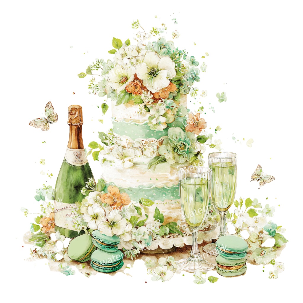 【商用利用可】ケーキ(水彩スイーツ)クリップアート18点セット|高解像度・透過PNG|デザート・パーティー・コラージュ・ジャンクジャーナル素材|即ダウンロード