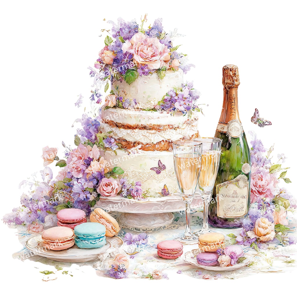 【商用利用可】ケーキ(水彩スイーツ)クリップアート18点セット|高解像度・透過PNG|デザート・パーティー・コラージュ・ジャンクジャーナル素材|即ダウンロード