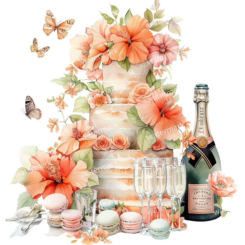 【商用利用可】ケーキ(水彩スイーツ)クリップアート18点セット|高解像度・透過PNG|デザート・パーティー・コラージュ・ジャンクジャーナル素材|即ダウンロード