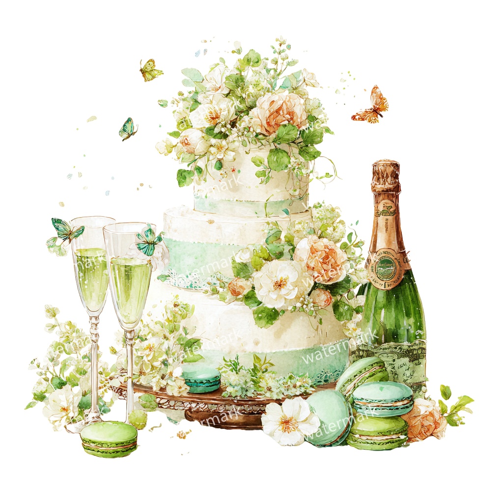 【商用利用可】ケーキ(水彩スイーツ)クリップアート18点セット|高解像度・透過PNG|デザート・パーティー・コラージュ・ジャンクジャーナル素材|即ダウンロード