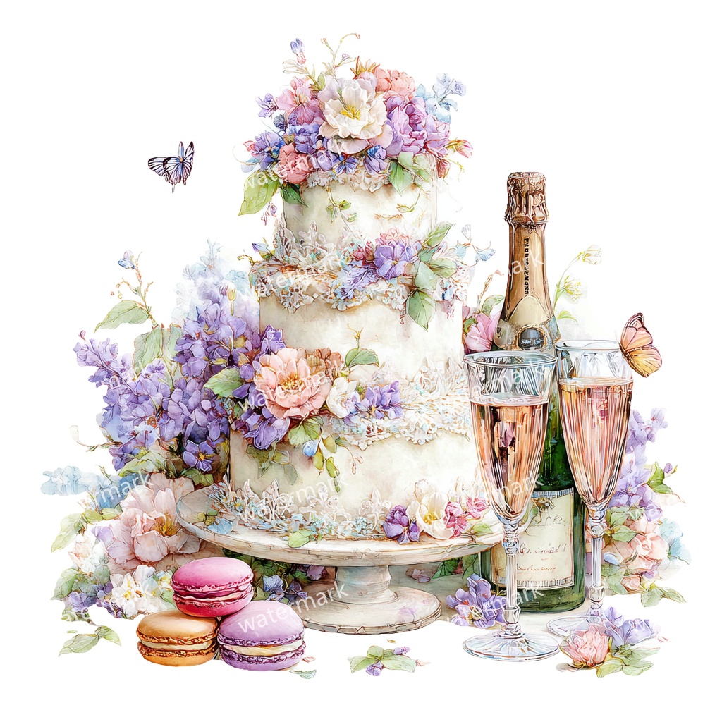 【商用利用可】ケーキ(水彩スイーツ)クリップアート18点セット|高解像度・透過PNG|デザート・パーティー・コラージュ・ジャンクジャーナル素材|即ダウンロード