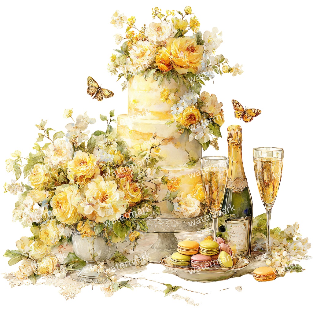 【商用利用可】ケーキ(水彩スイーツ)クリップアート18点セット|高解像度・透過PNG|デザート・パーティー・コラージュ・ジャンクジャーナル素材|即ダウンロード