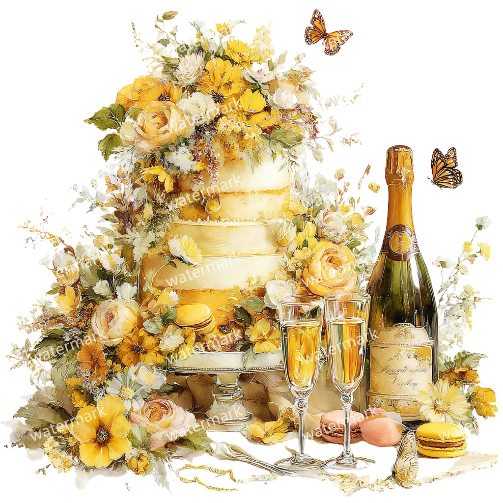 【商用利用可】ケーキ(水彩スイーツ)クリップアート18点セット|高解像度・透過PNG|デザート・パーティー・コラージュ・ジャンクジャーナル素材|即ダウンロード