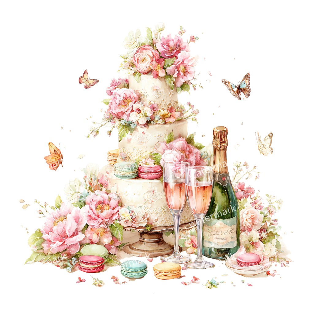 【商用利用可】ケーキ(水彩スイーツ)クリップアート18点セット|高解像度・透過PNG|デザート・パーティー・コラージュ・ジャンクジャーナル素材|即ダウンロード