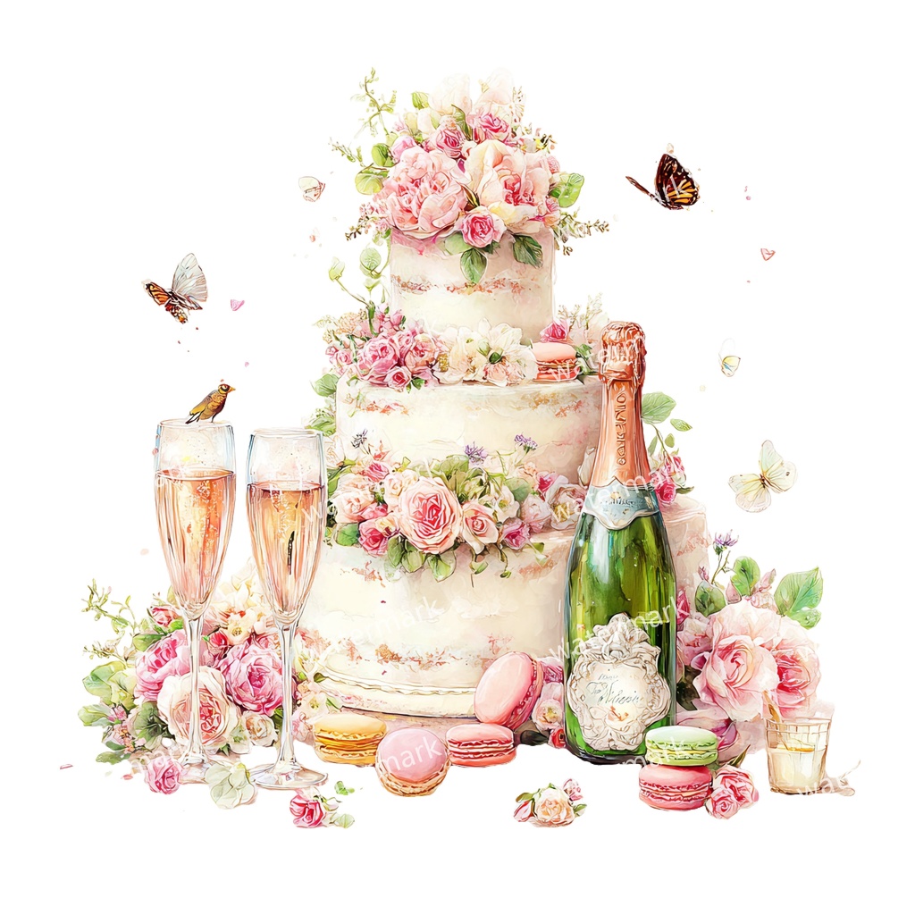 【商用利用可】ケーキ（水彩スイーツ）クリップアート18点セット｜高解像度・透過PNG｜デザート・パーティー・コラージュ・ジャンクジャーナル素材｜即ダウンロード