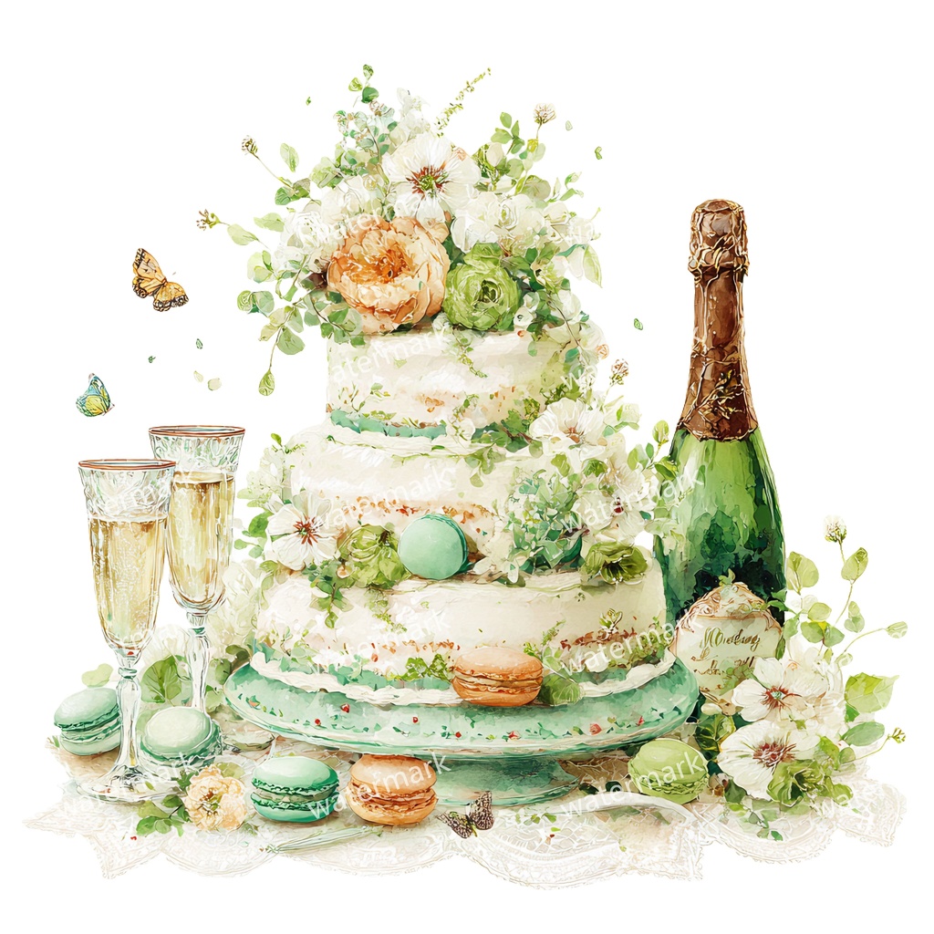 【商用利用可】ケーキ(水彩スイーツ)クリップアート18点セット|高解像度・透過PNG|デザート・パーティー・コラージュ・ジャンクジャーナル素材|即ダウンロード