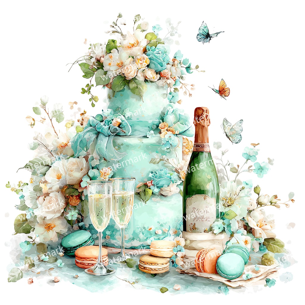 【商用利用可】ケーキ(水彩スイーツ)クリップアート18点セット|高解像度・透過PNG|デザート・パーティー・コラージュ・ジャンクジャーナル素材|即ダウンロード