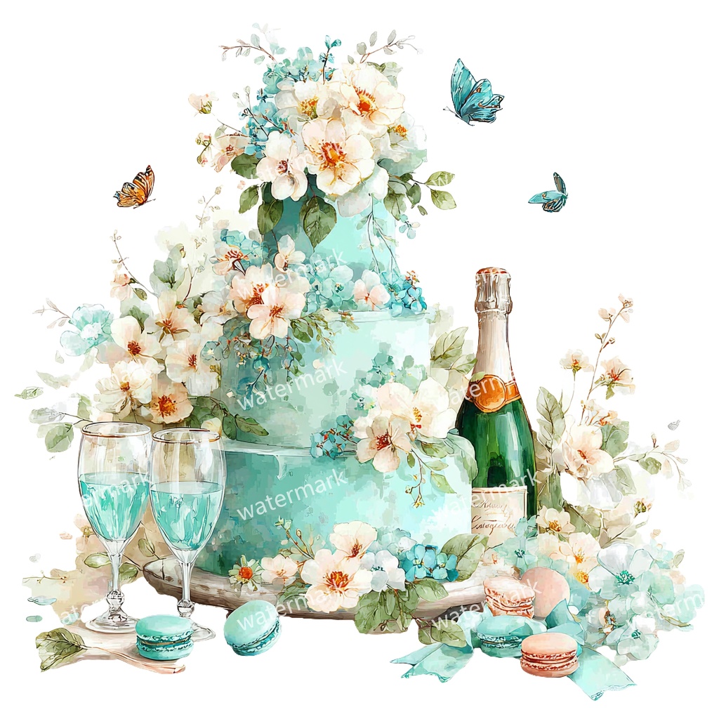 【商用利用可】ケーキ(水彩スイーツ)クリップアート18点セット|高解像度・透過PNG|デザート・パーティー・コラージュ・ジャンクジャーナル素材|即ダウンロード