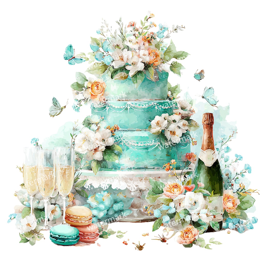 【商用利用可】ケーキ(水彩スイーツ)クリップアート18点セット|高解像度・透過PNG|デザート・パーティー・コラージュ・ジャンクジャーナル素材|即ダウンロード