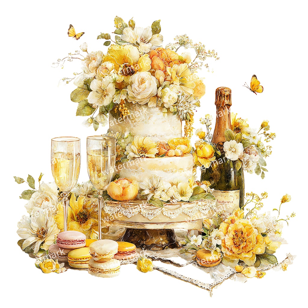 【商用利用可】ケーキ(水彩スイーツ)クリップアート18点セット|高解像度・透過PNG|デザート・パーティー・コラージュ・ジャンクジャーナル素材|即ダウンロード