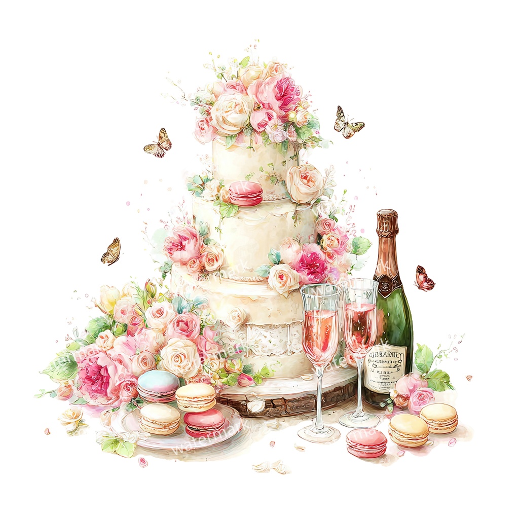 【商用利用可】ケーキ(水彩スイーツ)クリップアート18点セット|高解像度・透過PNG|デザート・パーティー・コラージュ・ジャンクジャーナル素材|即ダウンロード