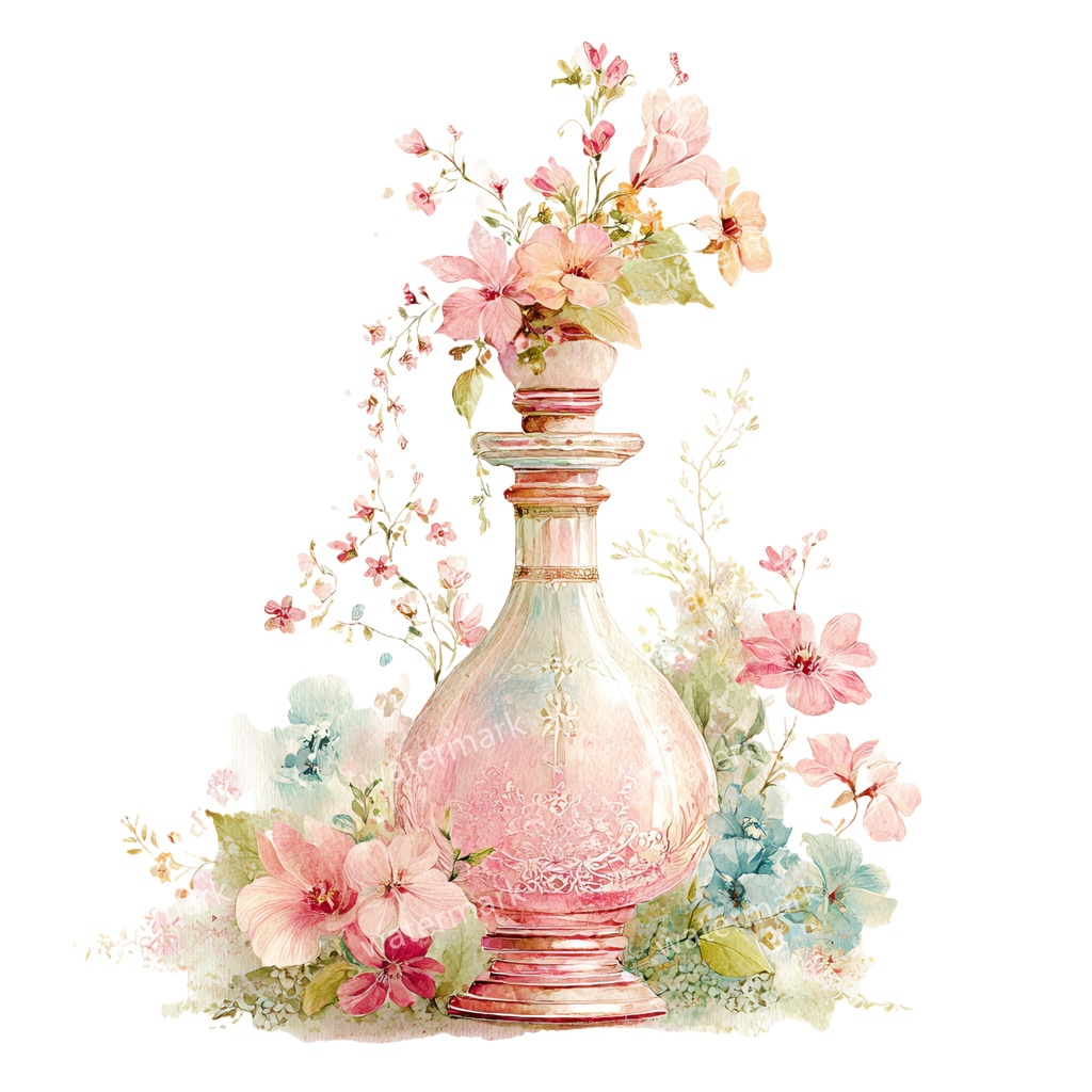 【商用利用可】香水ボトル(水彩パフューム)クリップアート20点セット|高解像度・透過PNG|コスメ・エレガント素材|コラージュ・ジャンクジャーナル素材|即ダウンロード