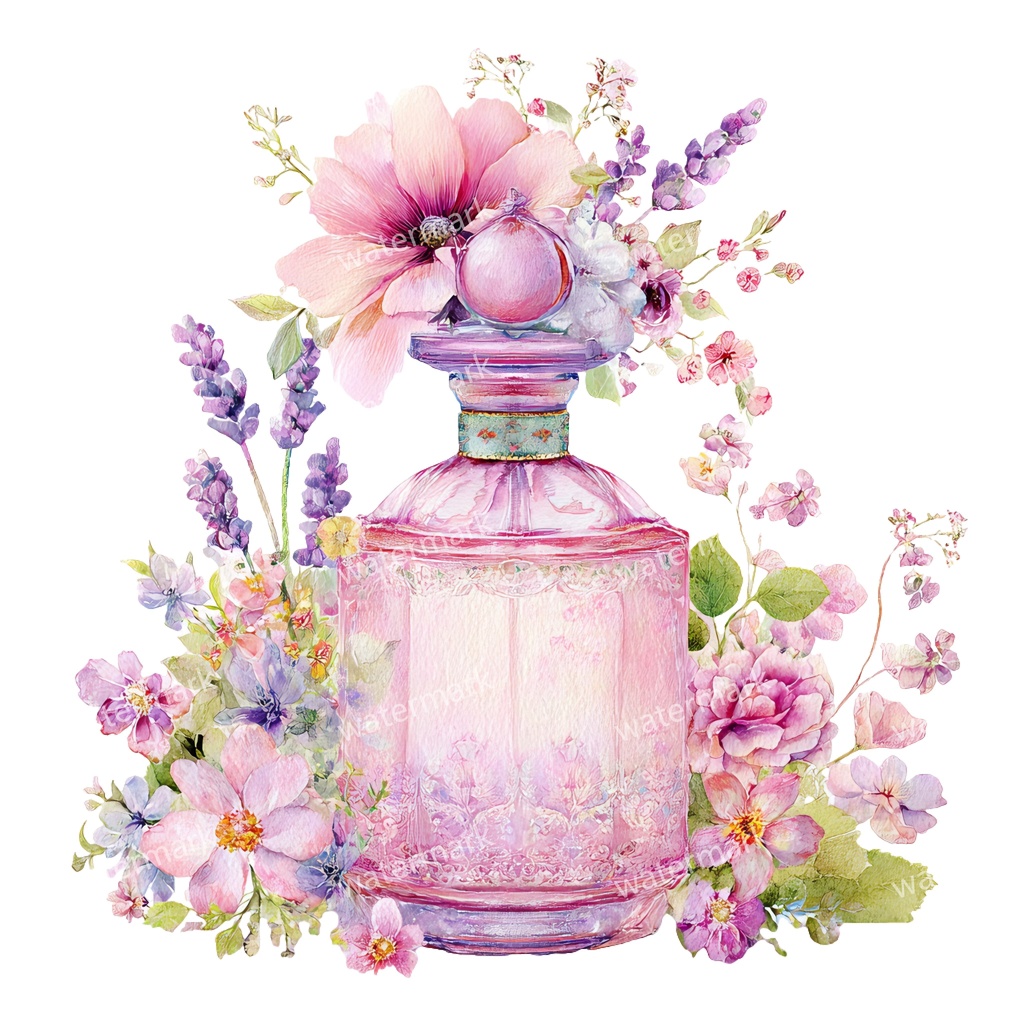 【商用利用可】香水ボトル(水彩パフューム)クリップアート20点セット|高解像度・透過PNG|コスメ・エレガント素材|コラージュ・ジャンクジャーナル素材|即ダウンロード