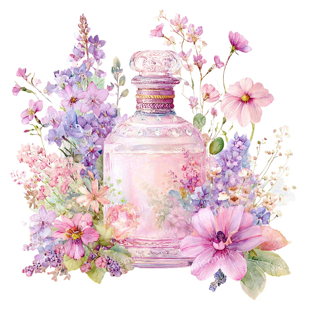 【商用利用可】香水ボトル(水彩パフューム)クリップアート20点セット|高解像度・透過PNG|コスメ・エレガント素材|コラージュ・ジャンクジャーナル素材|即ダウンロード