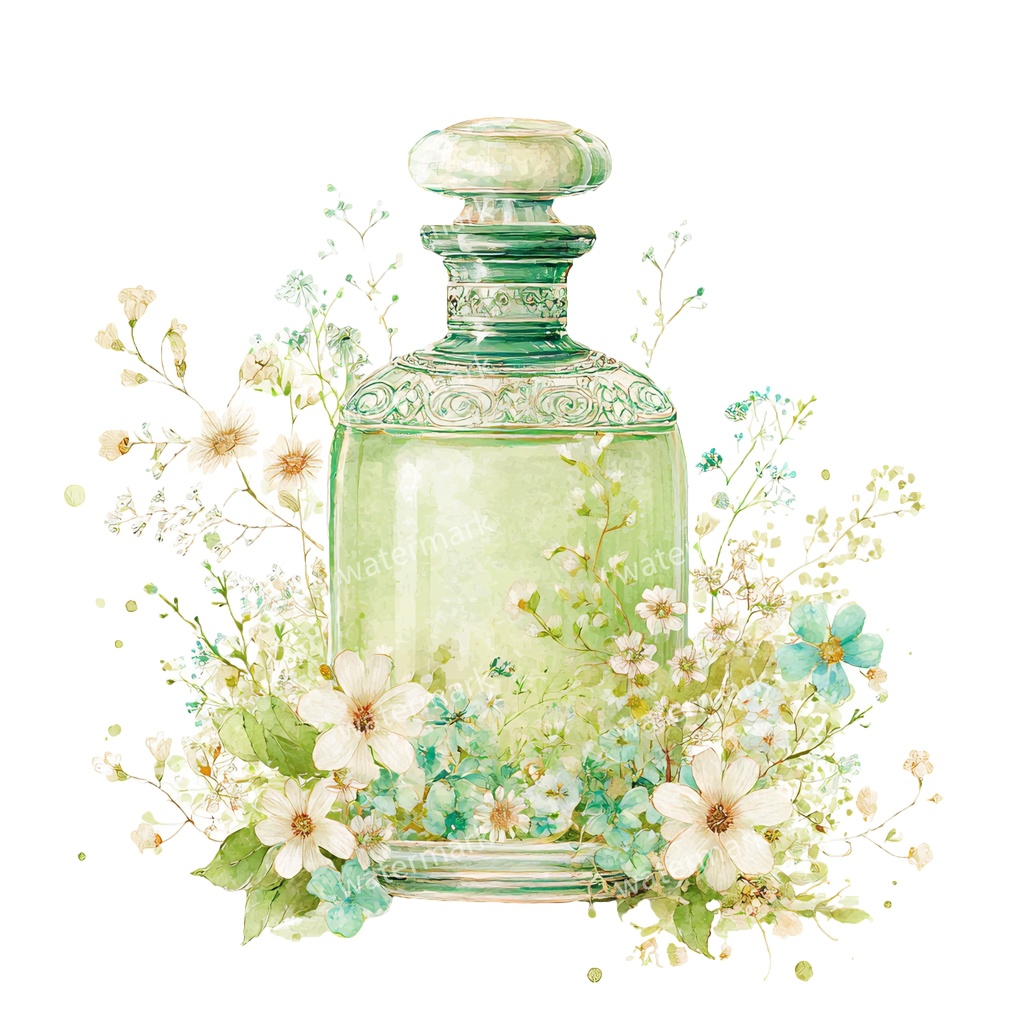 【商用利用可】香水ボトル(水彩パフューム)クリップアート20点セット|高解像度・透過PNG|コスメ・エレガント素材|コラージュ・ジャンクジャーナル素材|即ダウンロード