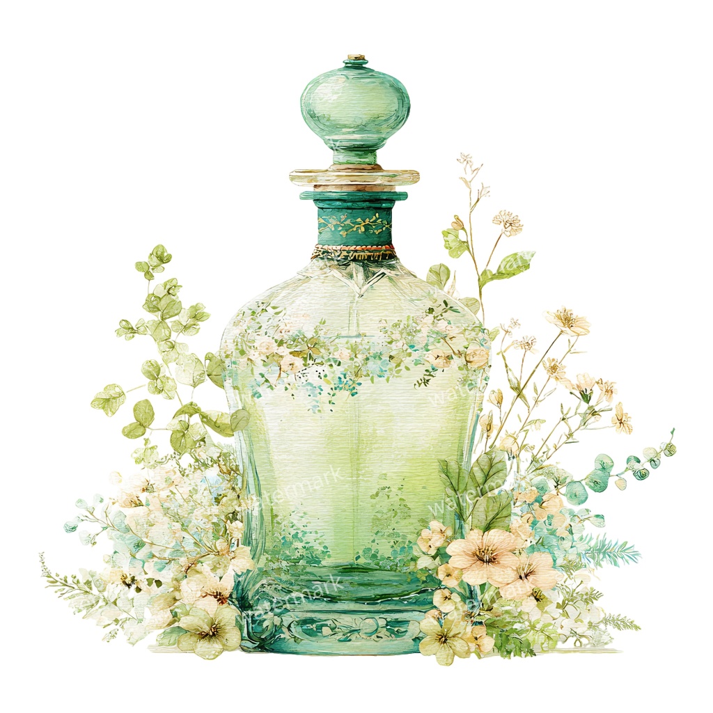 【商用利用可】香水ボトル(水彩パフューム)クリップアート20点セット|高解像度・透過PNG|コスメ・エレガント素材|コラージュ・ジャンクジャーナル素材|即ダウンロード