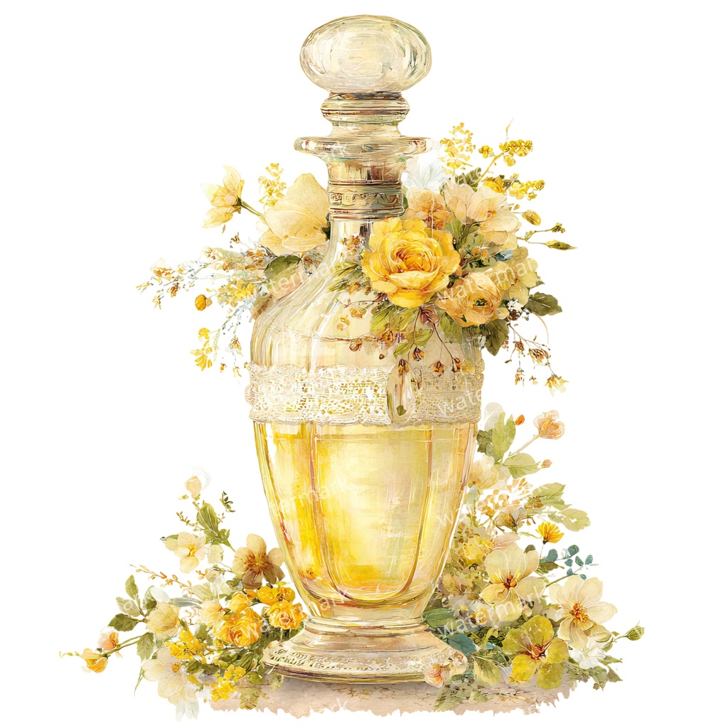 【商用利用可】香水ボトル(水彩パフューム)クリップアート20点セット|高解像度・透過PNG|コスメ・エレガント素材|コラージュ・ジャンクジャーナル素材|即ダウンロード