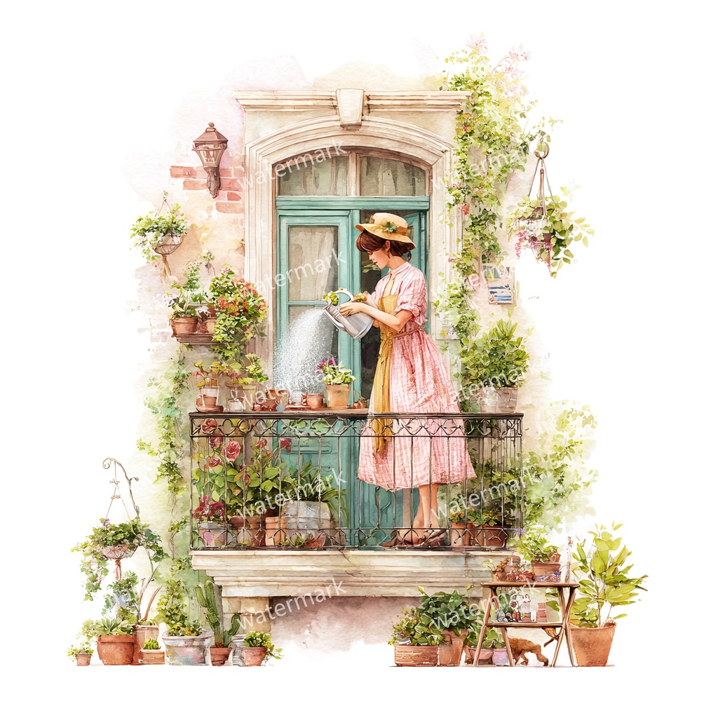 【商用利用可】リラックスする女の子(水彩リラックスガール)クリップアート37点セット|高解像度・透過PNG|癒し・おうち時間・コラージュ・ジャンクジャーナル素材|即ダウンロード