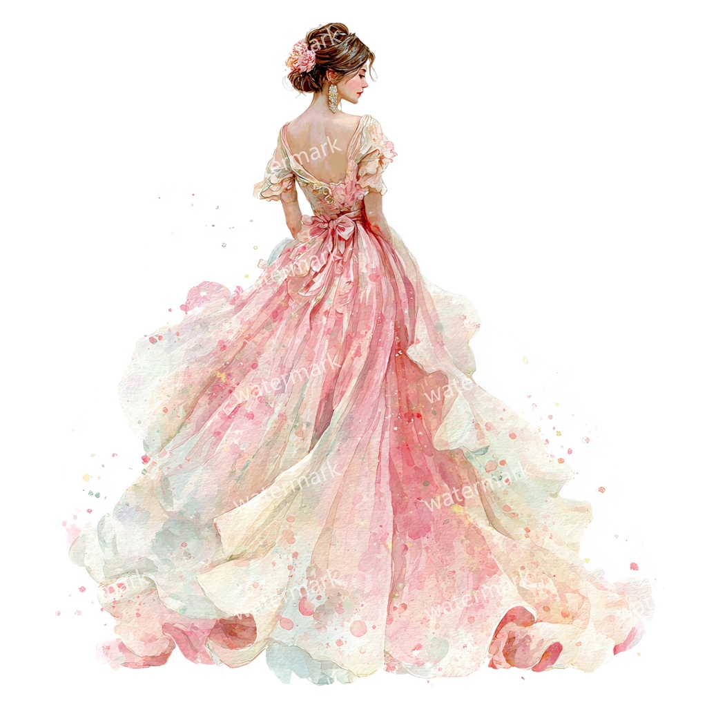 【商用利用可】エレガント女性(水彩レディイラスト)クリップアート28点セット|高解像度・透過PNG|上品・ファッション・コラージュ・ジャンクジャーナル素材|即ダウンロード