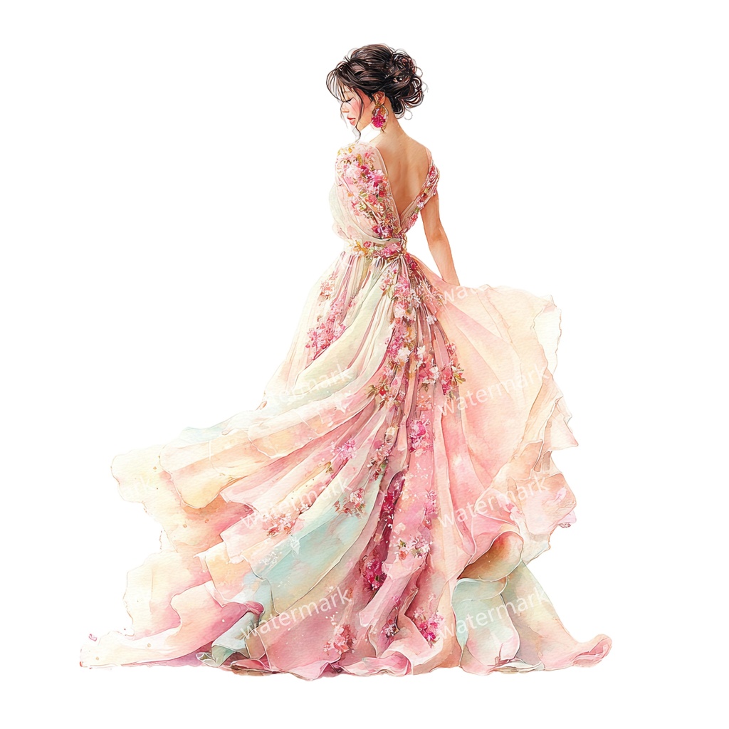 【商用利用可】エレガント女性(水彩レディイラスト)クリップアート28点セット|高解像度・透過PNG|上品・ファッション・コラージュ・ジャンクジャーナル素材|即ダウンロード