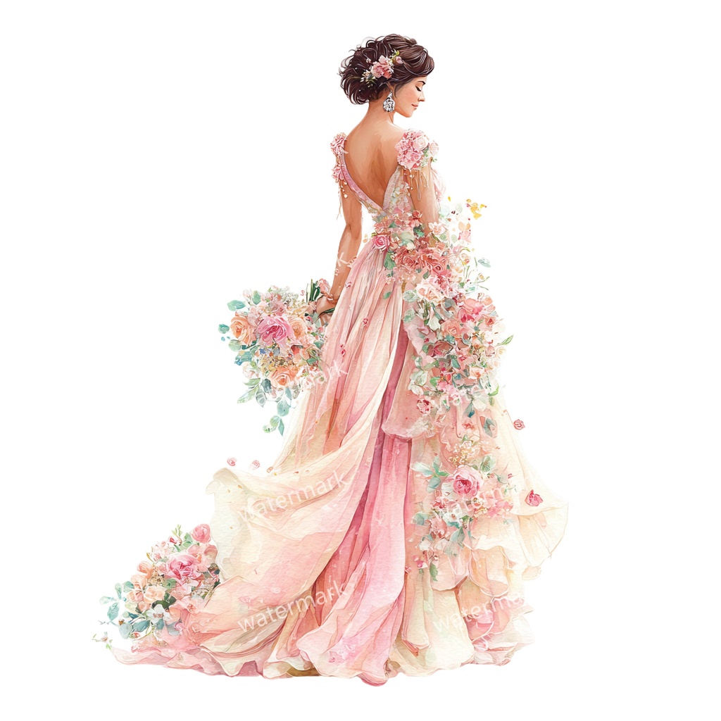 【商用利用可】エレガント女性(水彩レディイラスト)クリップアート28点セット|高解像度・透過PNG|上品・ファッション・コラージュ・ジャンクジャーナル素材|即ダウンロード